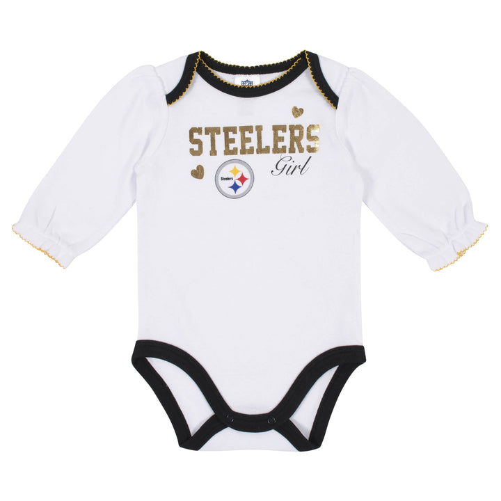 Baby Girls Pittsburgh Steelers Long Sleeve Bodysuit, 2-pack -Gerber Childrenswear