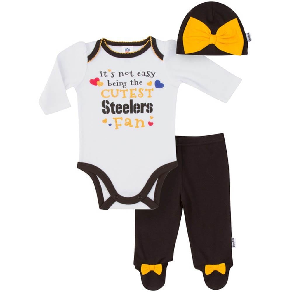 Pittsburgh Steelers Baby Girl Outfit, 3pc Set-Gerber Childrenswear