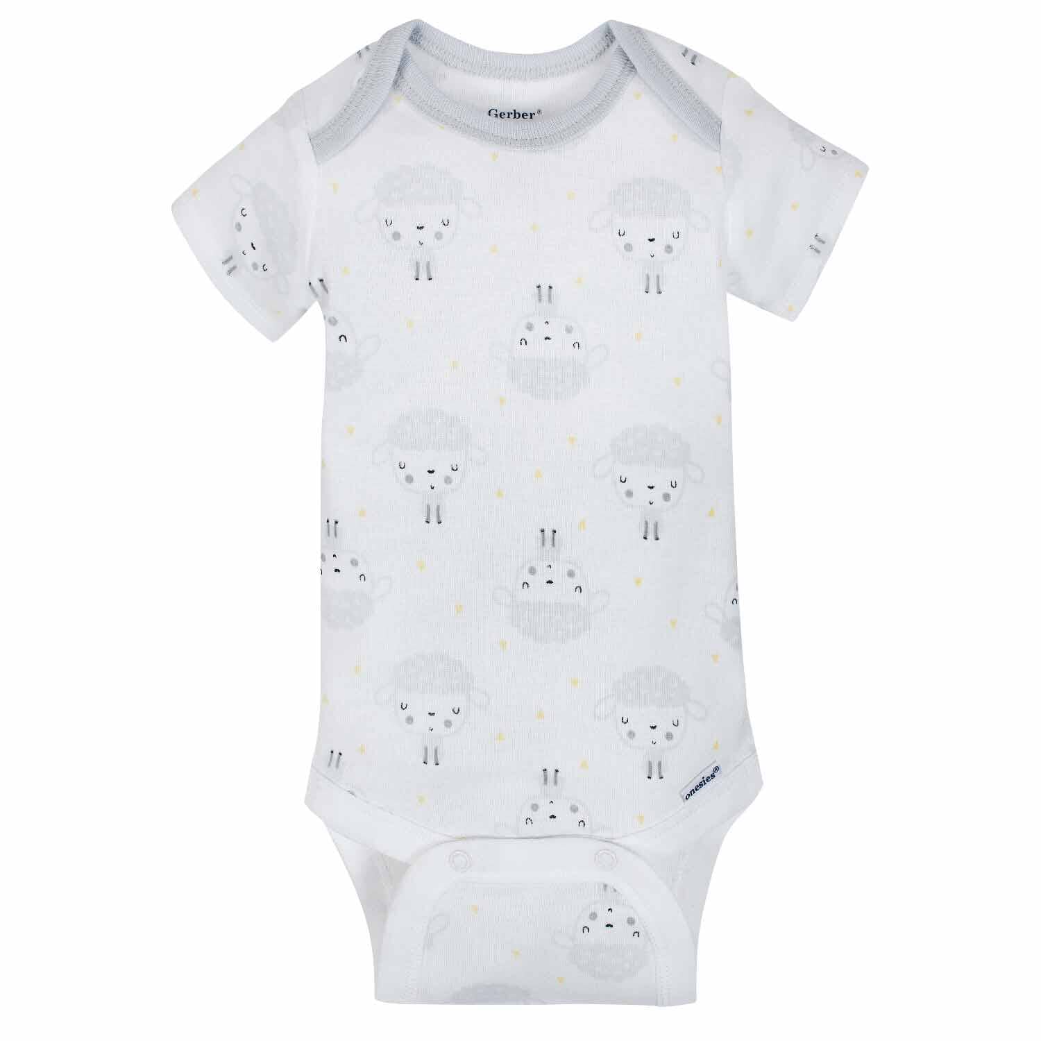 5-Pack Neutral Sheep Short Sleeve Onesies® Bodysuits-Gerber Childrenswear