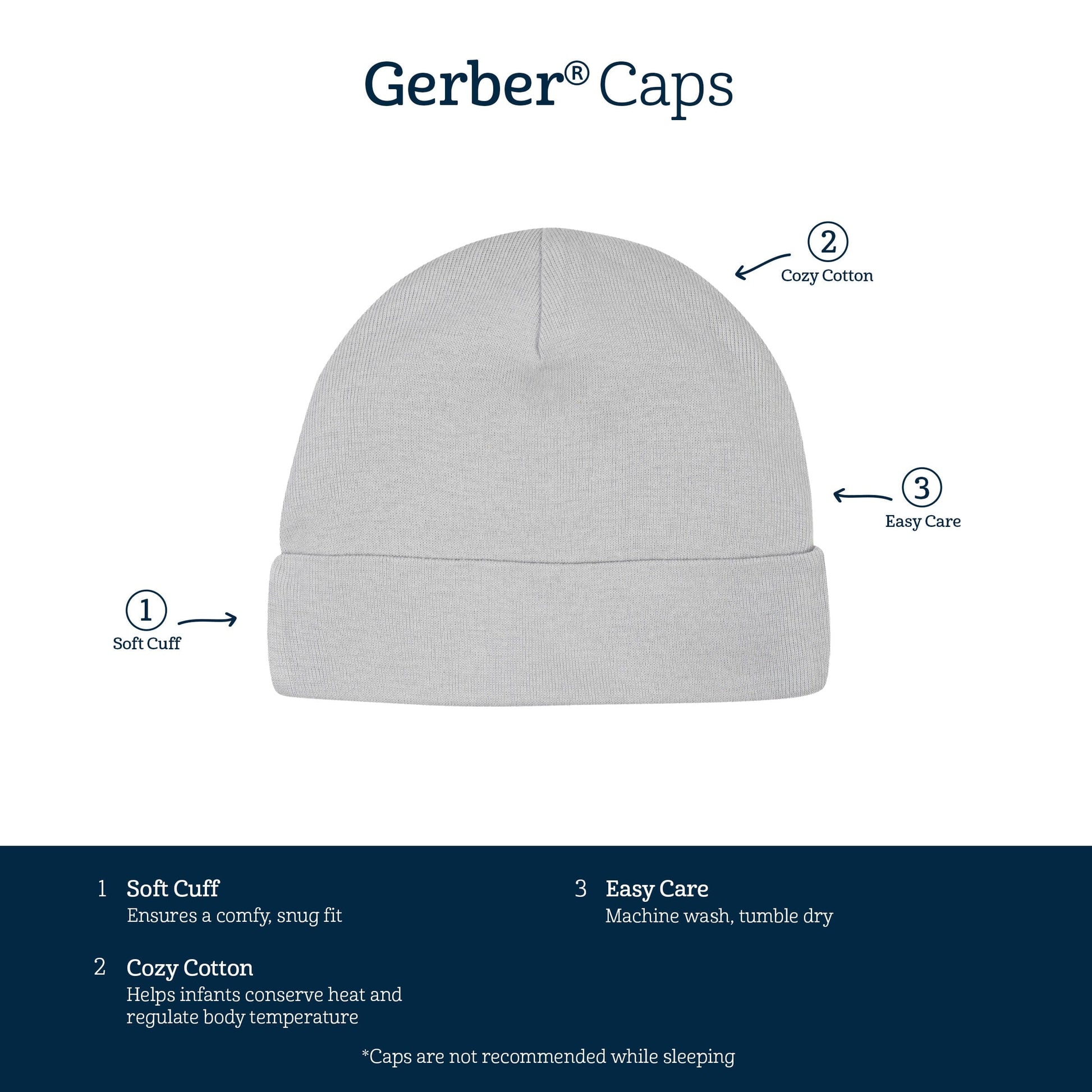 5-Pack Baby Girls Floral Caps