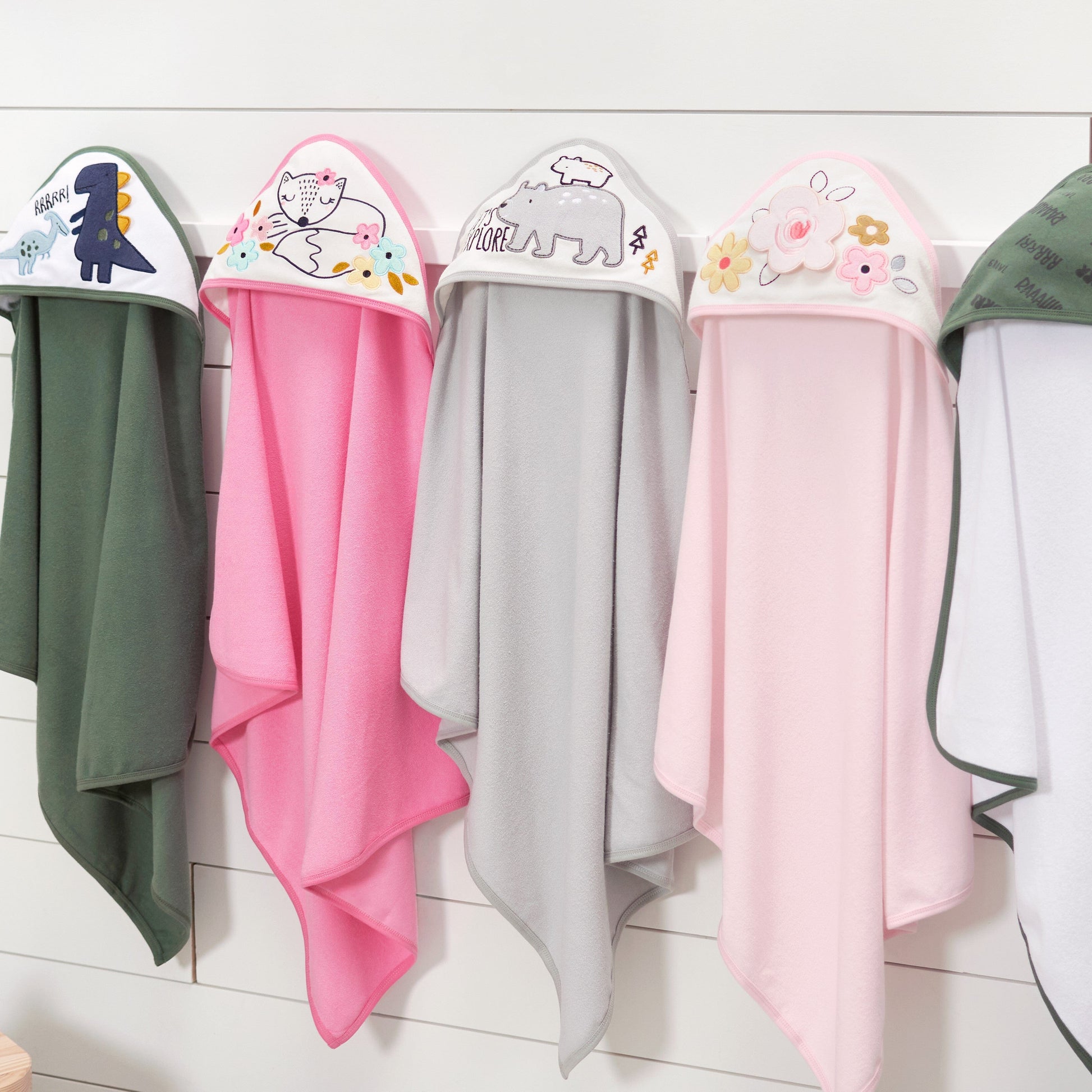 2-Pack Baby Boys Dino Hooded Towels