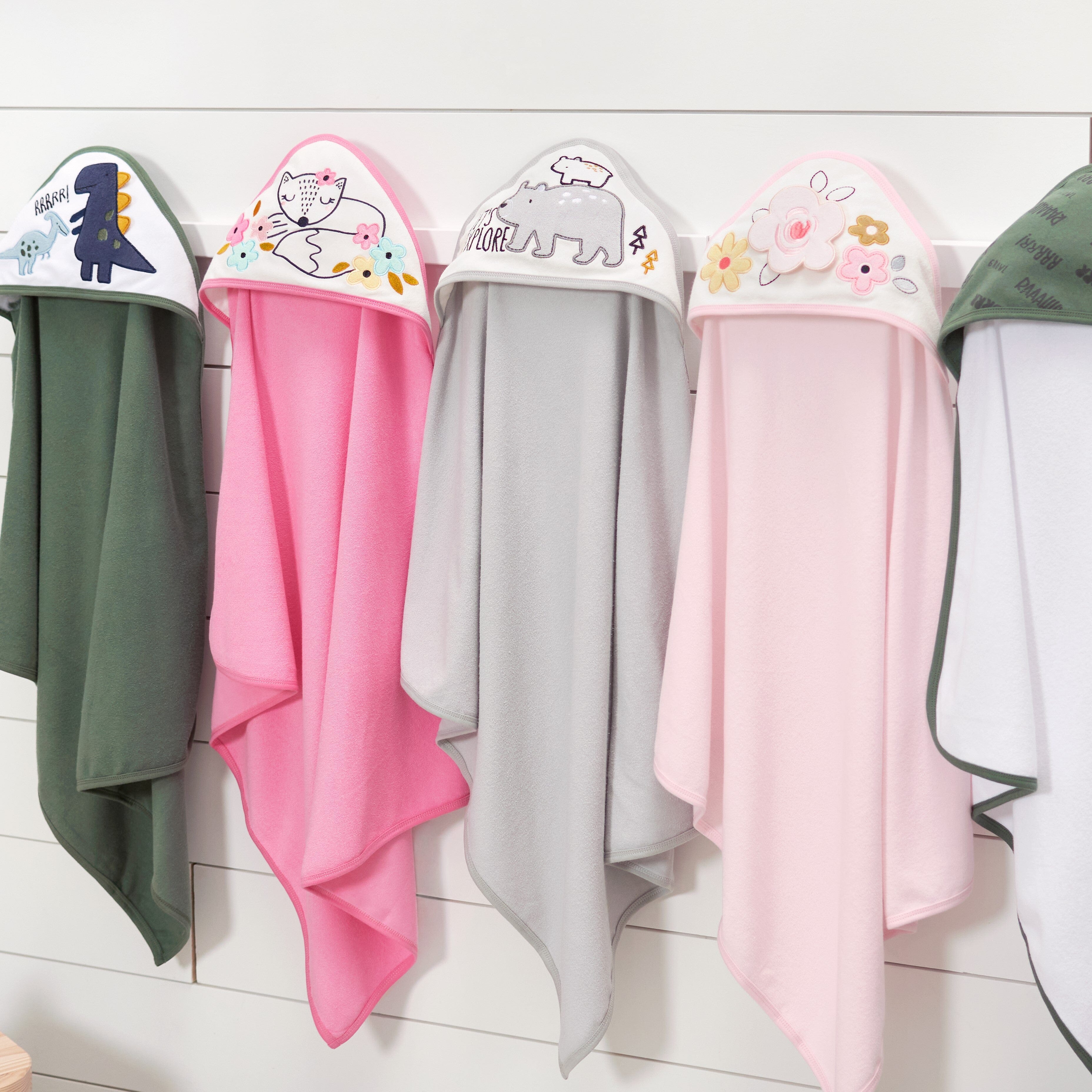 2-Pack Baby Boys Dino Hooded Towels