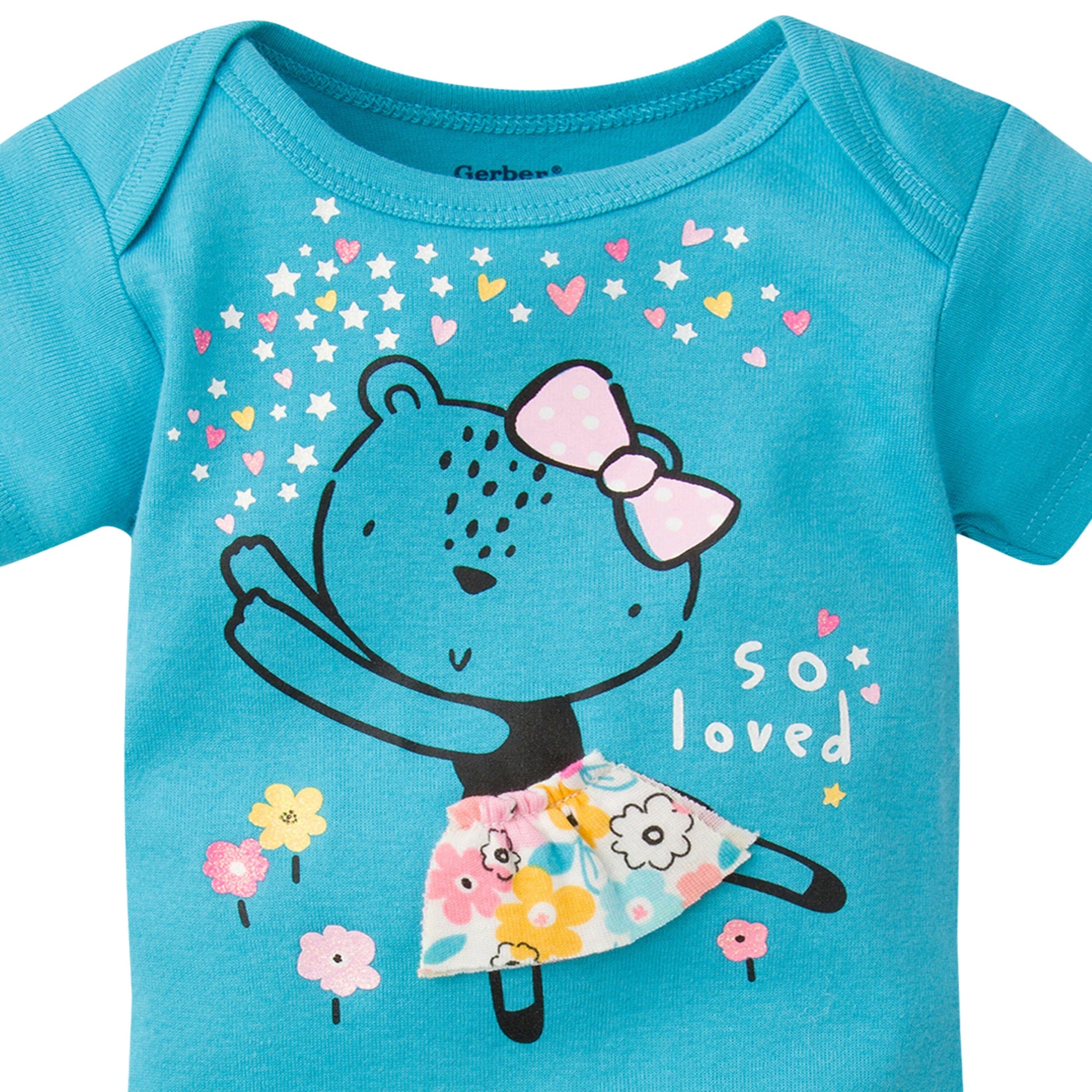 5-Pack Baby Girls Bear Short Sleeve Onesies® Bodysuits