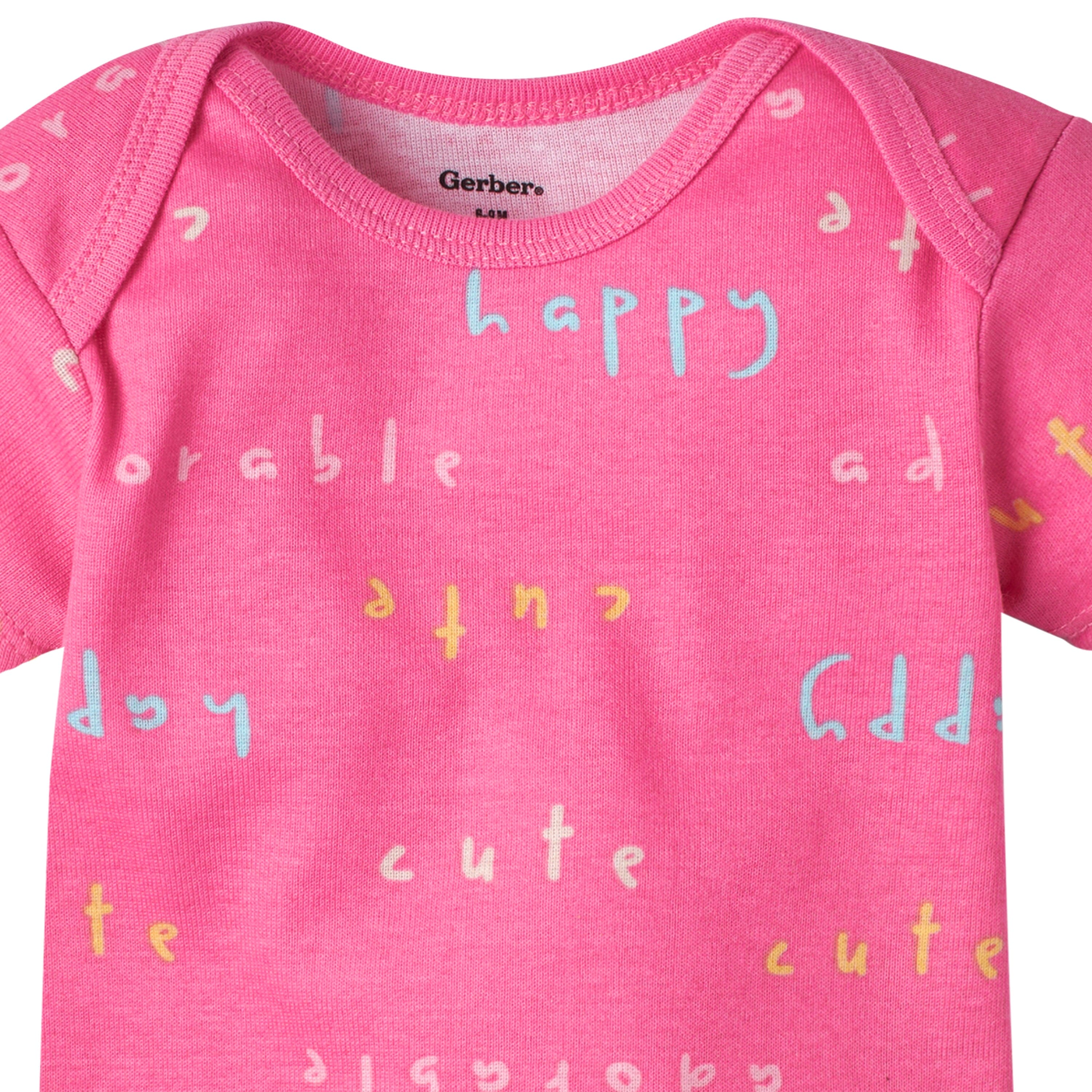 5-Pack Baby Girls Bear Short Sleeve Onesies® Bodysuits