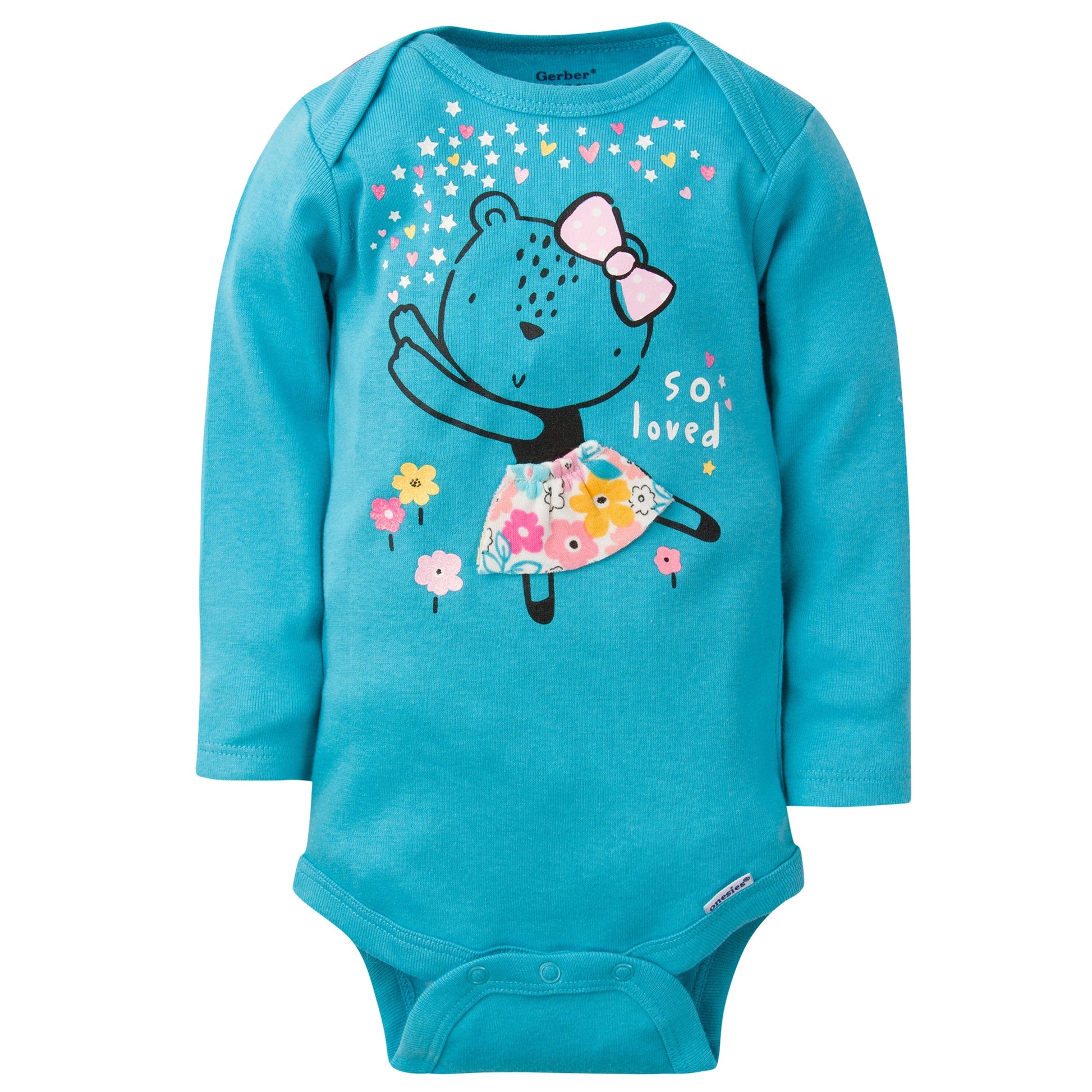 5-Pack Baby Girls Bear Long Sleeve Onesies® Bodysuits