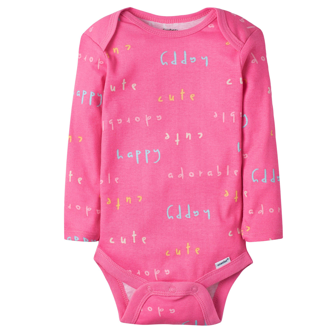 5-Pack Baby Girls Bear Long Sleeve Onesies® Bodysuits