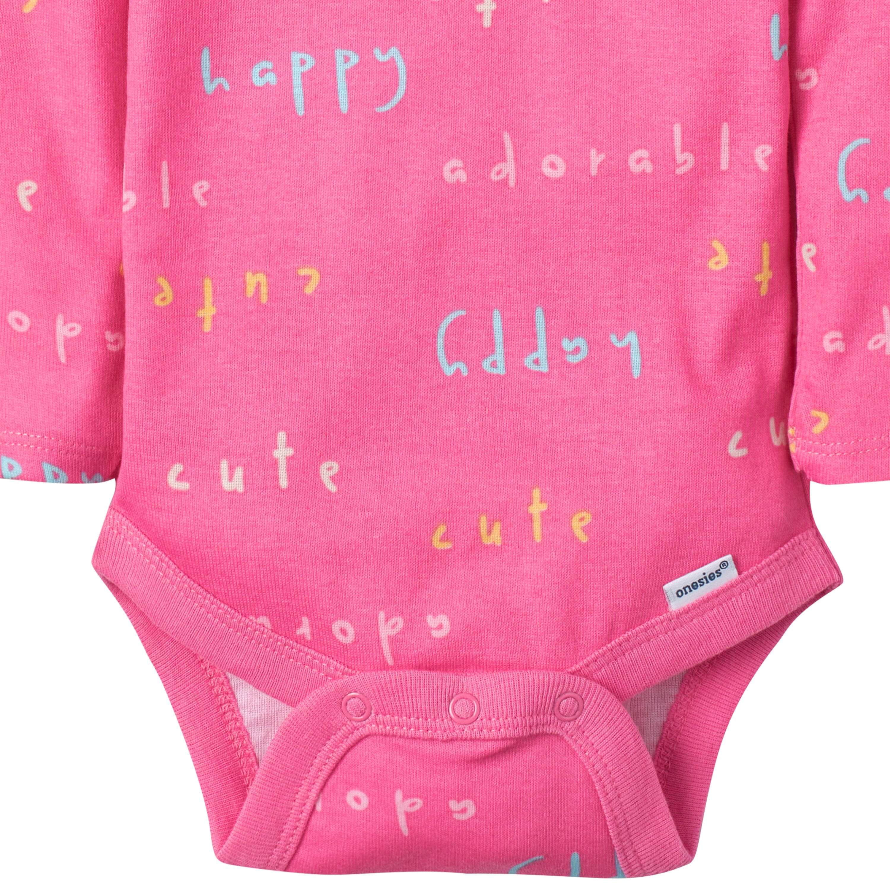 5-Pack Baby Girls Bear Long Sleeve Onesies® Bodysuits