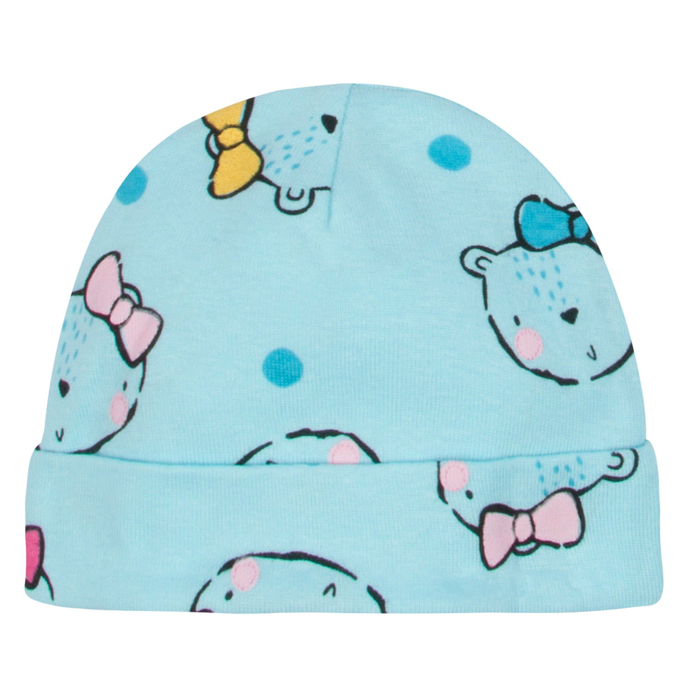 5-Pack Baby Girls Bear Caps