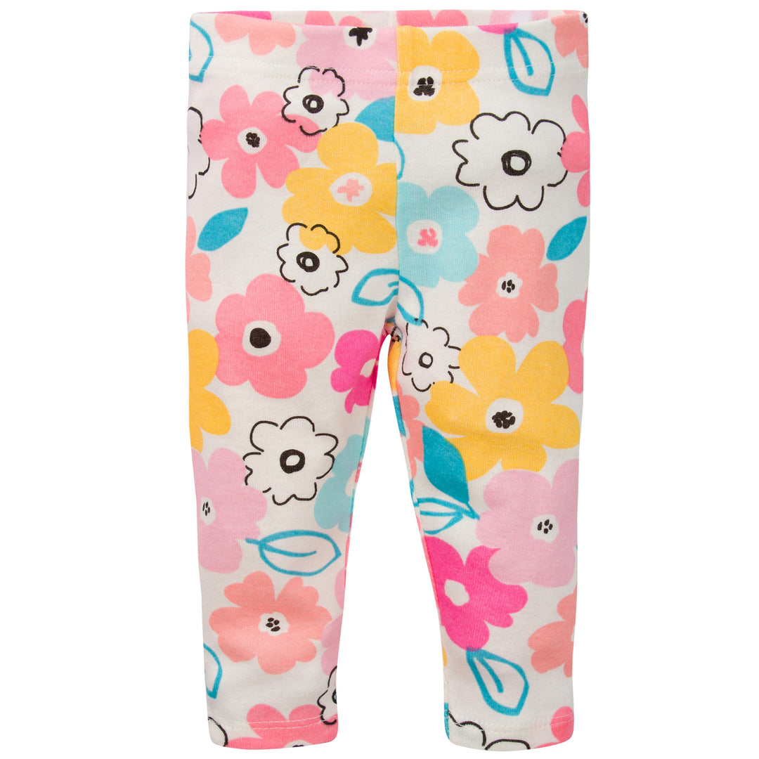 3-Pack Baby Girls Pink, Blue, & Floral Pants