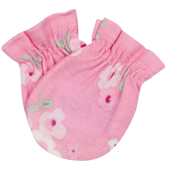 3-Pack Baby Girls Floral No Scratch Mittens