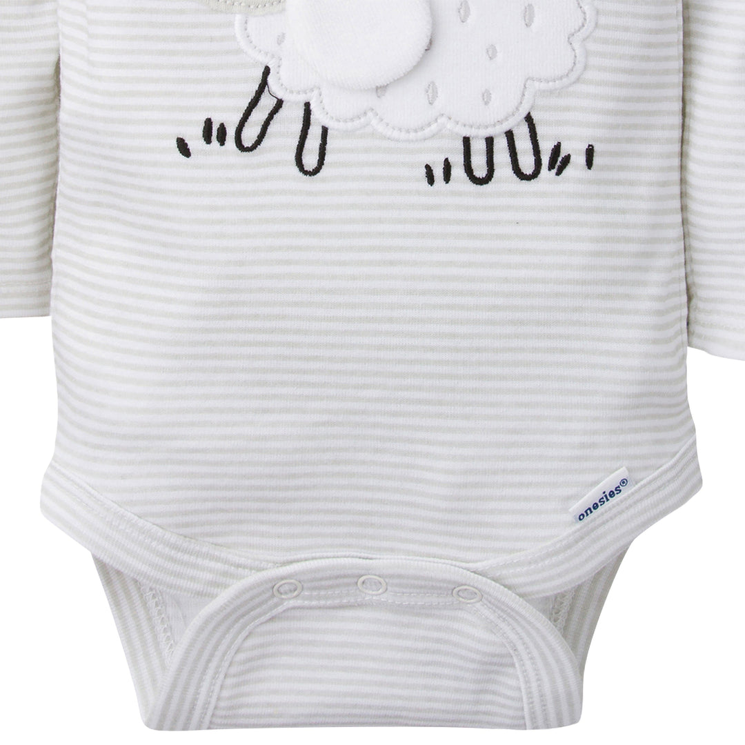 5-Pack Baby Neutral Lamb Long Sleeve Onesies® Bodysuits