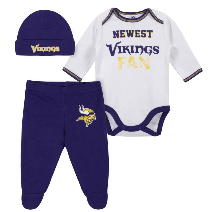Baby Boys Minnesota Vikings 3-Piece Bodysuit, Pant and Cap Set-Gerber Childrenswear