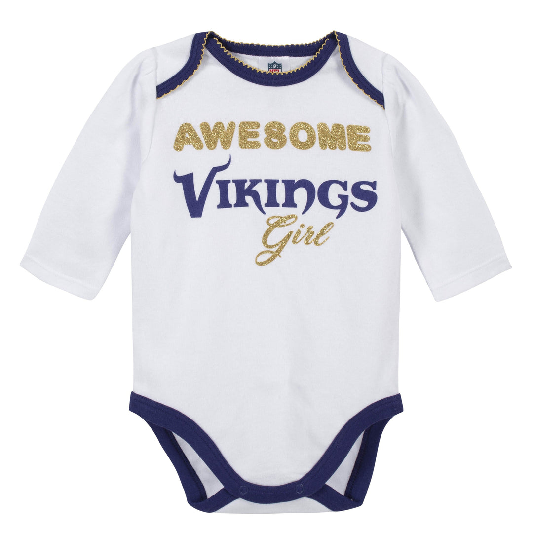 Baby Girls Minnesota Vikings 3-Piece Bodysuit, Pant, and Cap Set-Gerber Childrenswear