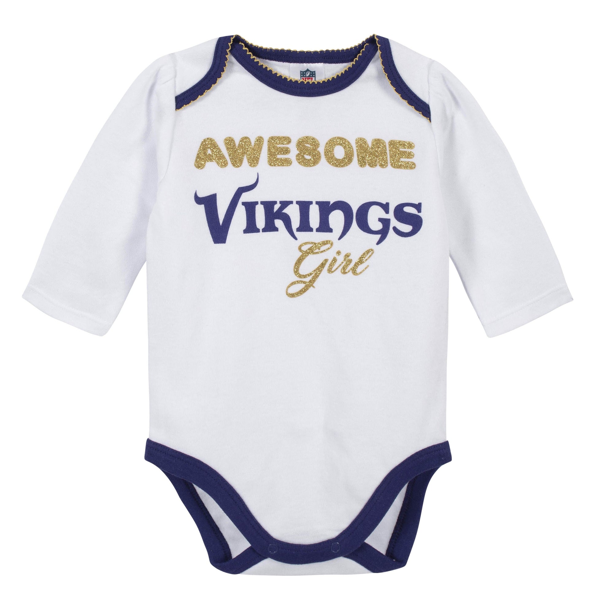 Baby Girls Minnesota Vikings 3-Piece Bodysuit, Pant, and Cap Set-Gerber Childrenswear