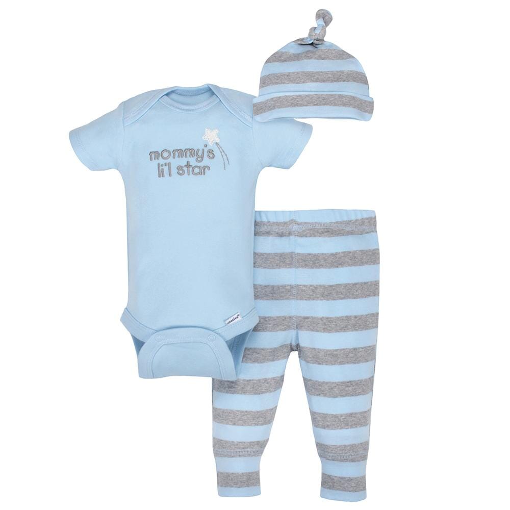 3-Piece Organic Baby Boys Li'l Star Bodysuit, Pants & Cap Set-Gerber Childrenswear