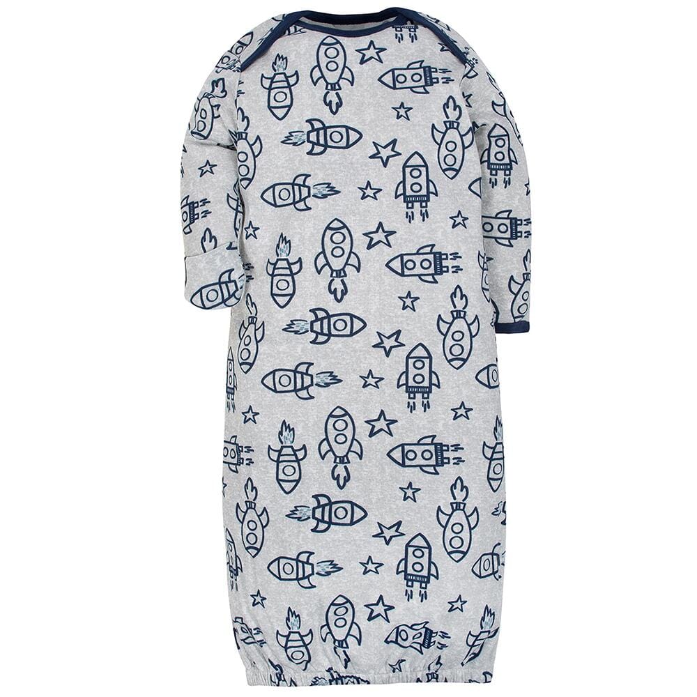 2-Pack Boys Organic Rocket Lap Shoulder Mitten Cuff Gown-Gerber Childrenswear
