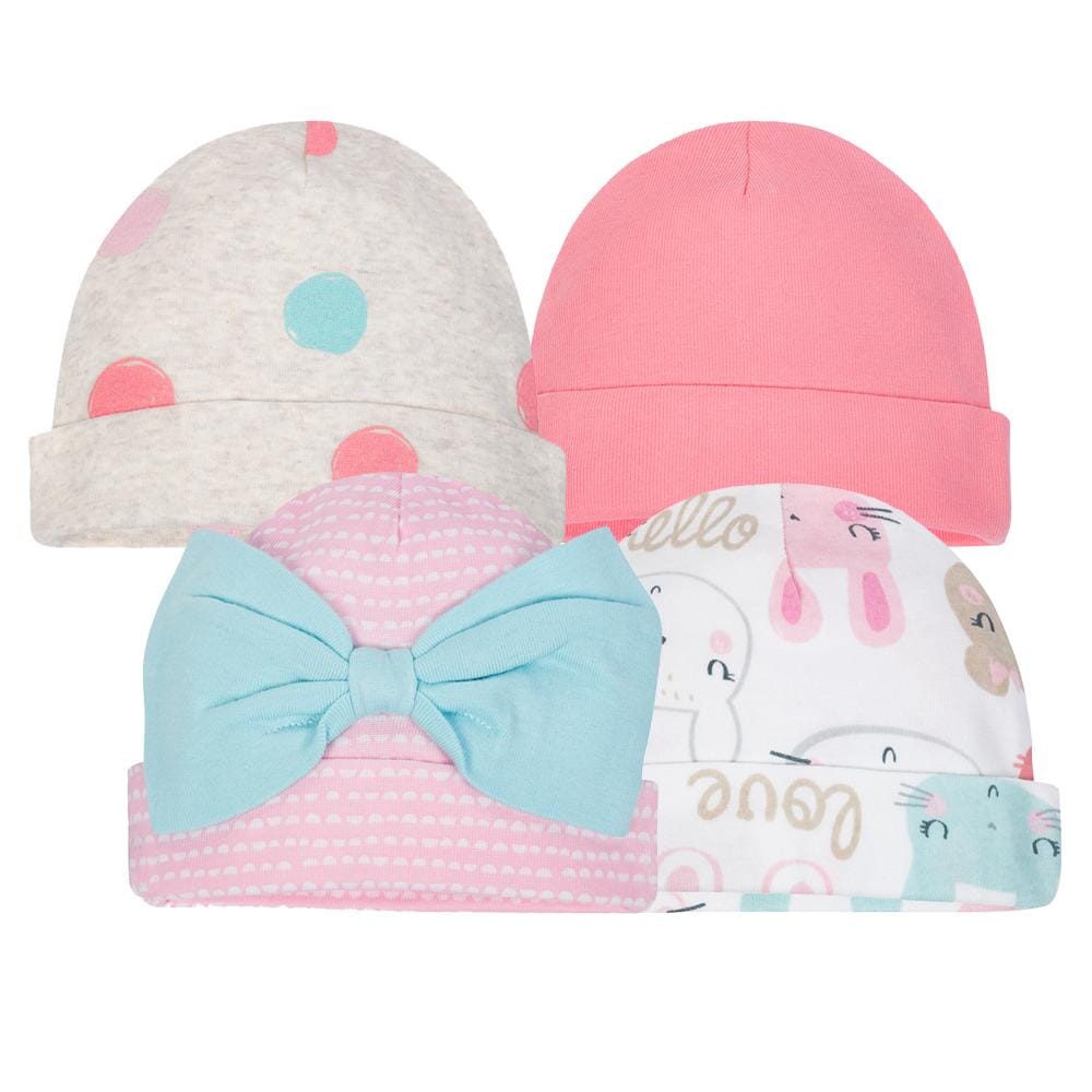 4-Pack Girls Organic Bunny Cap-Gerber Childrenswear