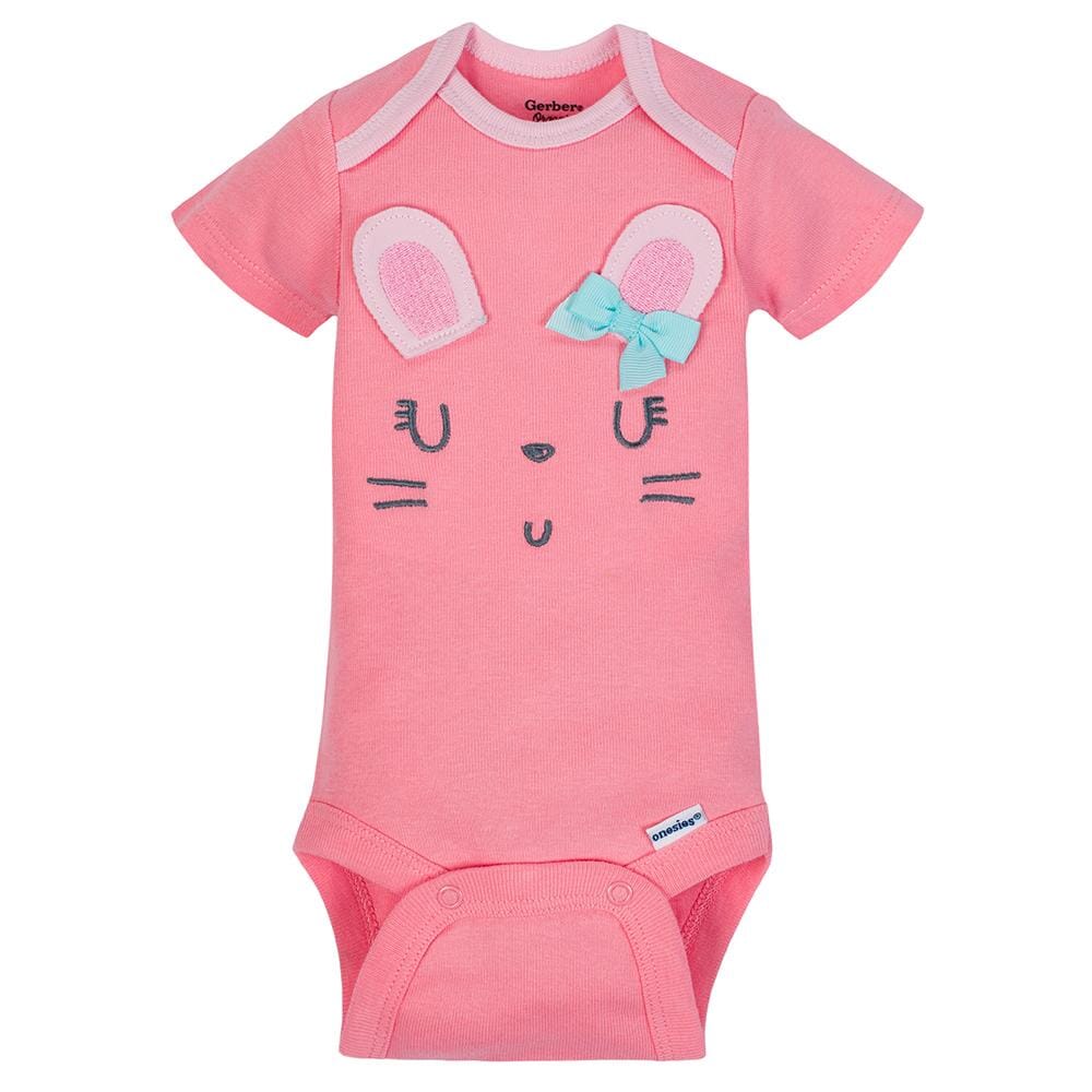 5-Pack Girls Organic Bunny Short Sleeve Onesies® Bodysuits-Gerber Childrenswear