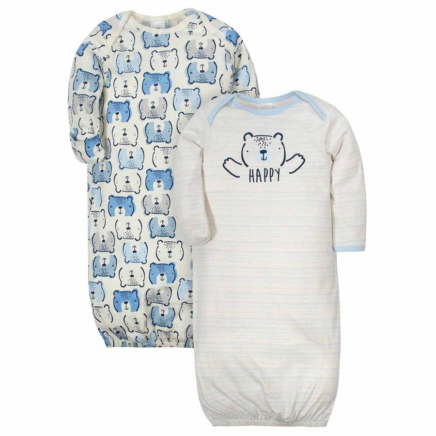Baby Boys' 2-Pack Organic Teddy Gowns-Gerber Childrenswear