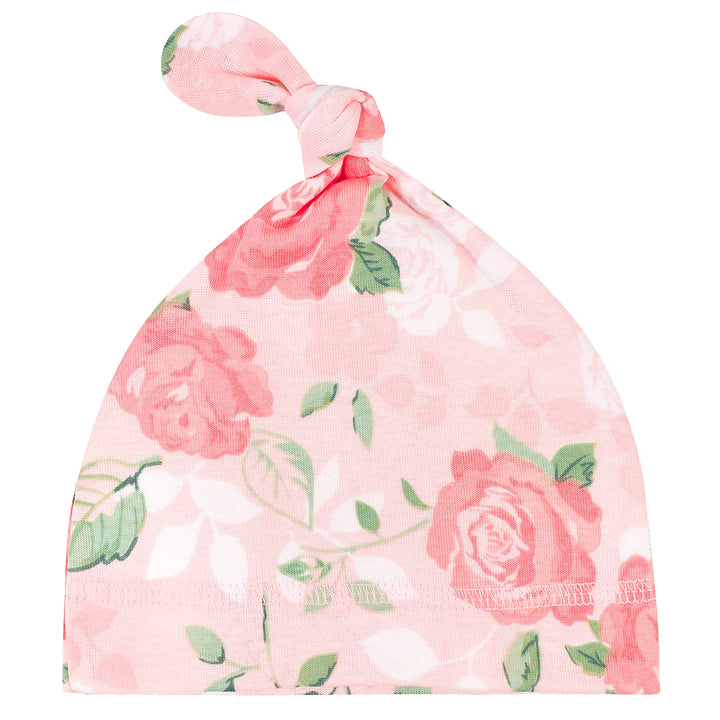 Baby Girls Pink Roses Organic Cap