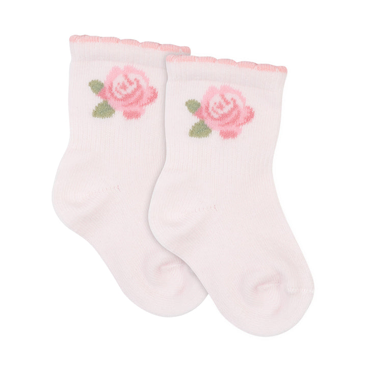8-Pack Baby Girls Pink & Lilac Roses Wiggle-Proof™ Socks