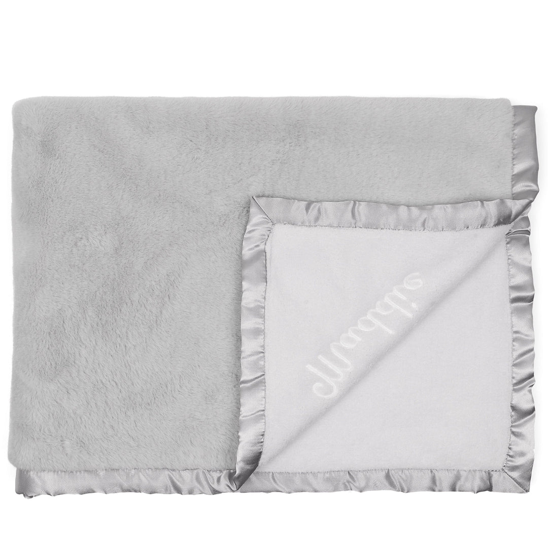 Embroidered Neutral Light Gray Plush Blanket