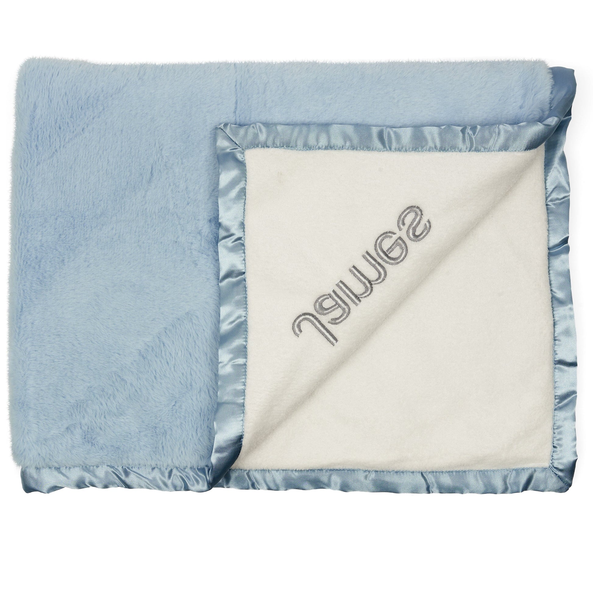 Embroidered Boys Light Blue Plush Blanket