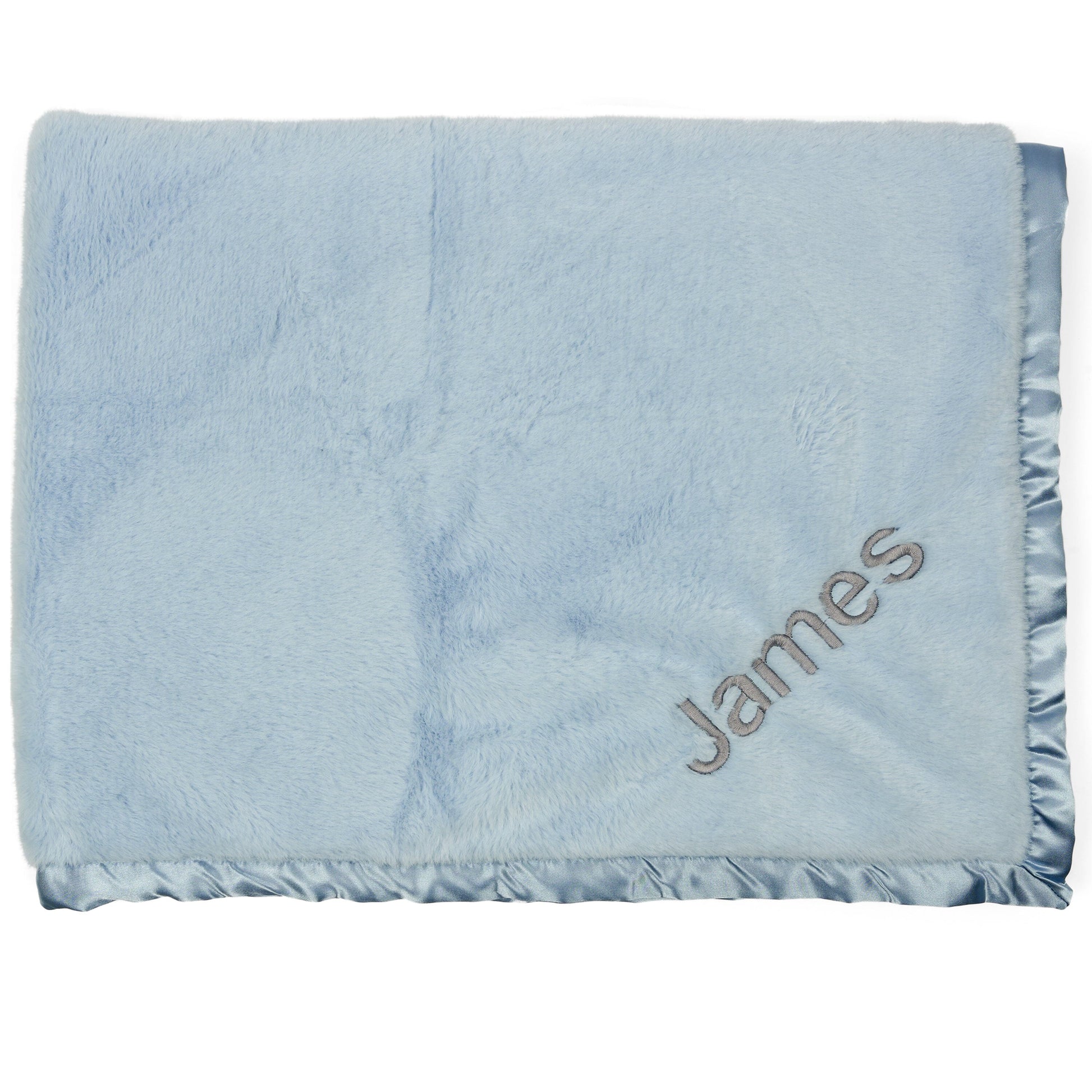 Embroidered Boys Light Blue Plush Blanket