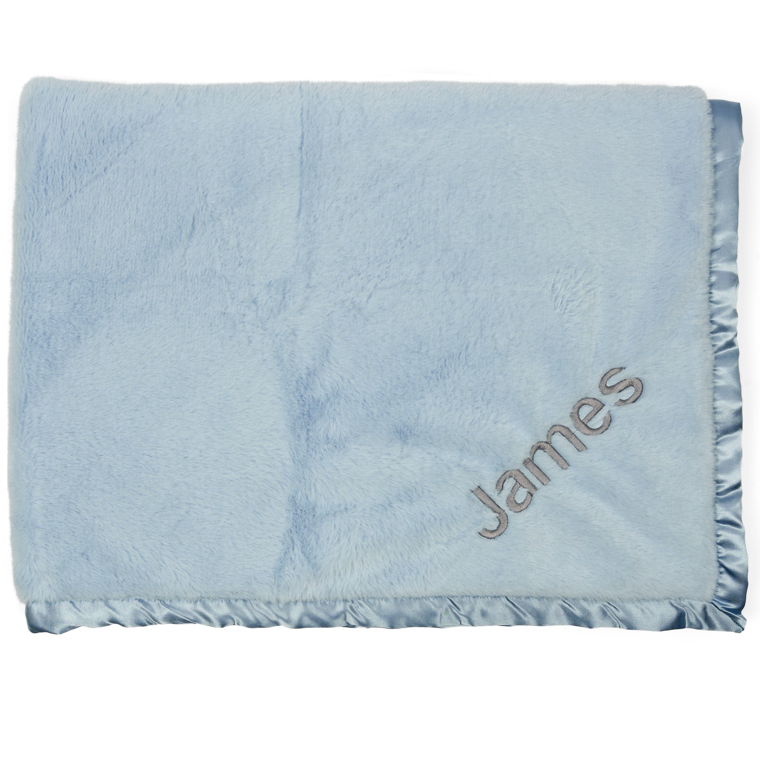 Embroidered Boys Light Blue Plush Blanket
