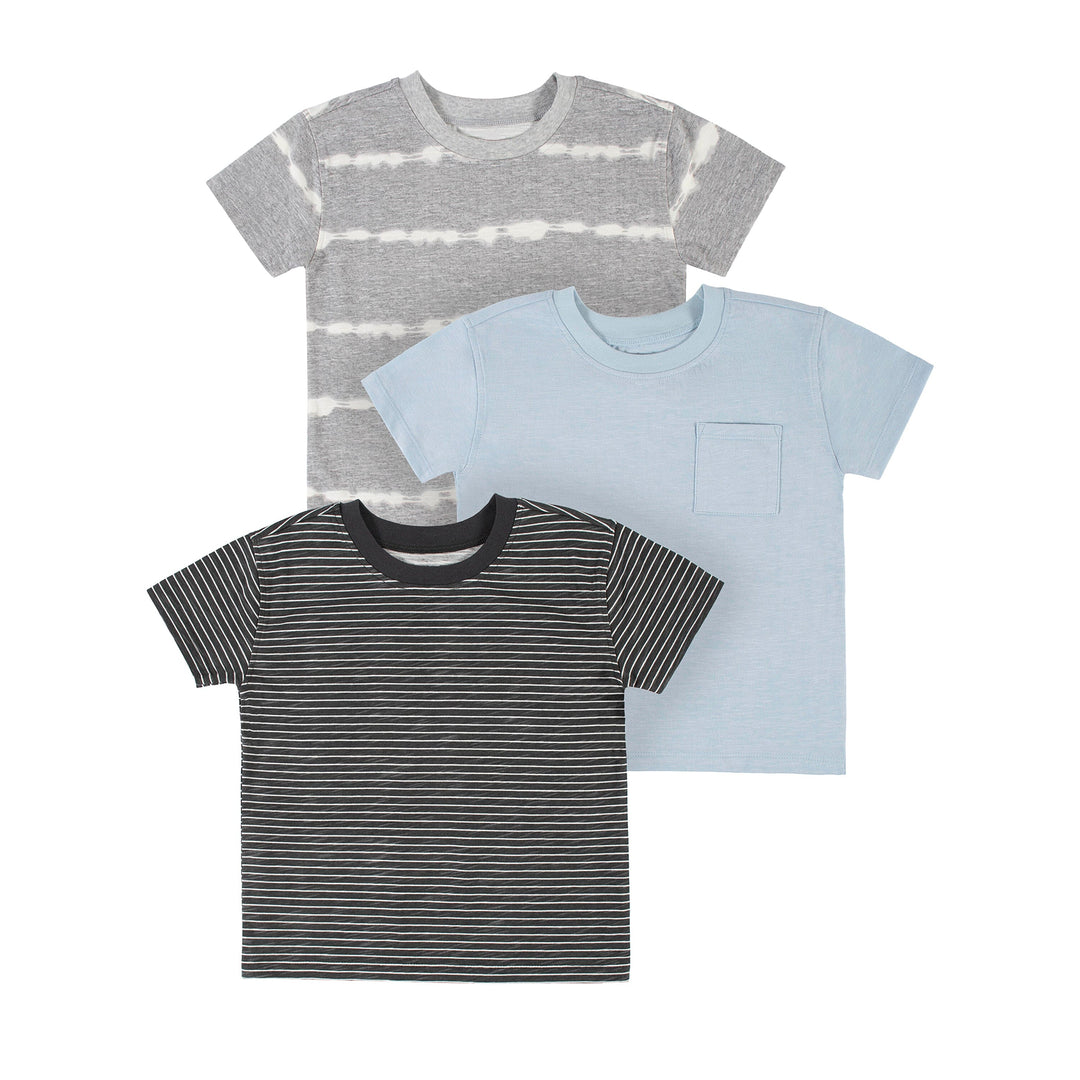 3-Pack Infant & Toddler Boys Tie Dye & Stripes Short Sleeve Tees