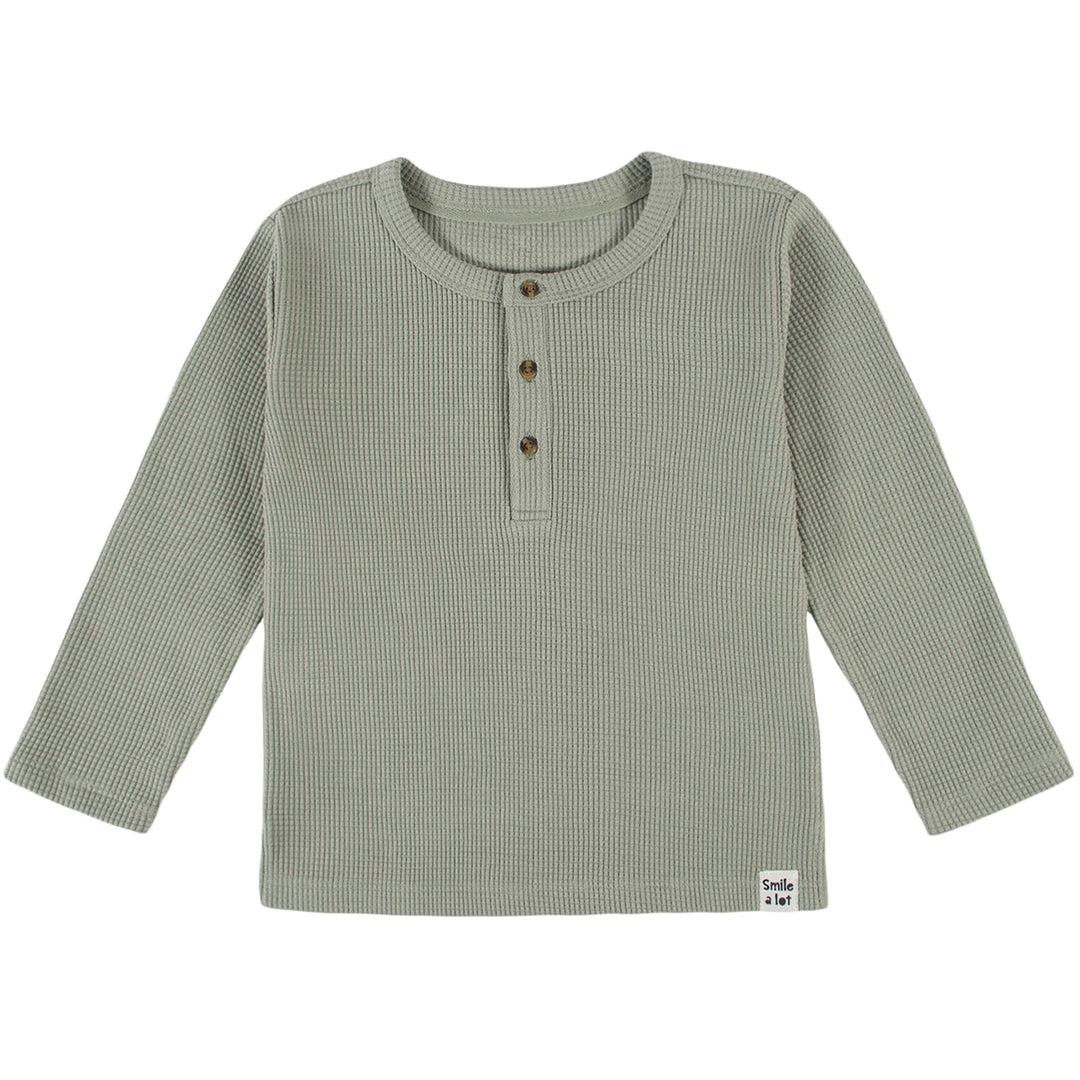 2-Pack Infant & Toddler Boys Seagrass & Pumice Stone Long Sleeve Henley Shirts