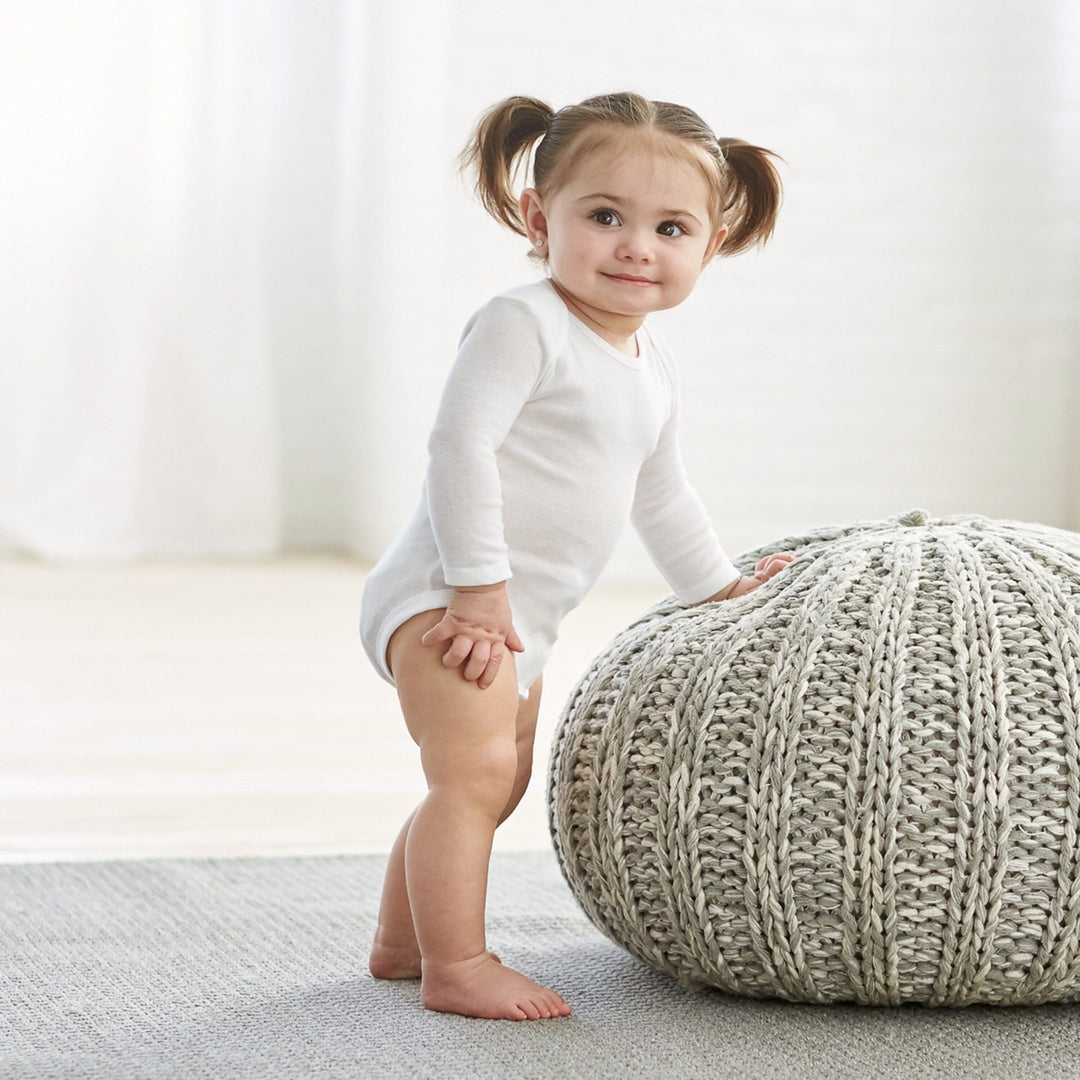 Baby Clothes Month Onesies With Mitten Cuffs 6-Pack Long-Sleeve