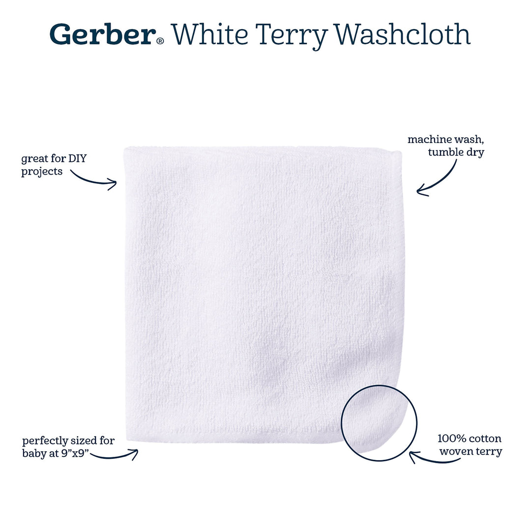 6-Pack White Terry Washcloths