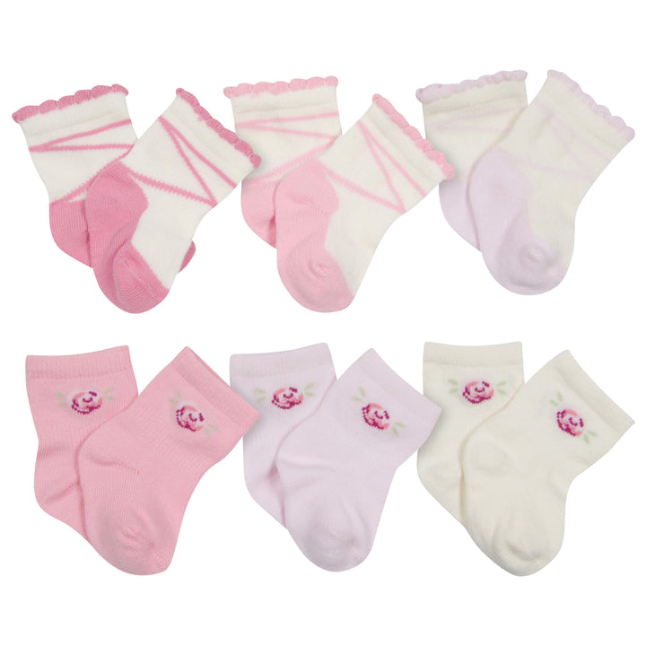 6-Pack Baby Girls Floral Wiggle Proof® Socks