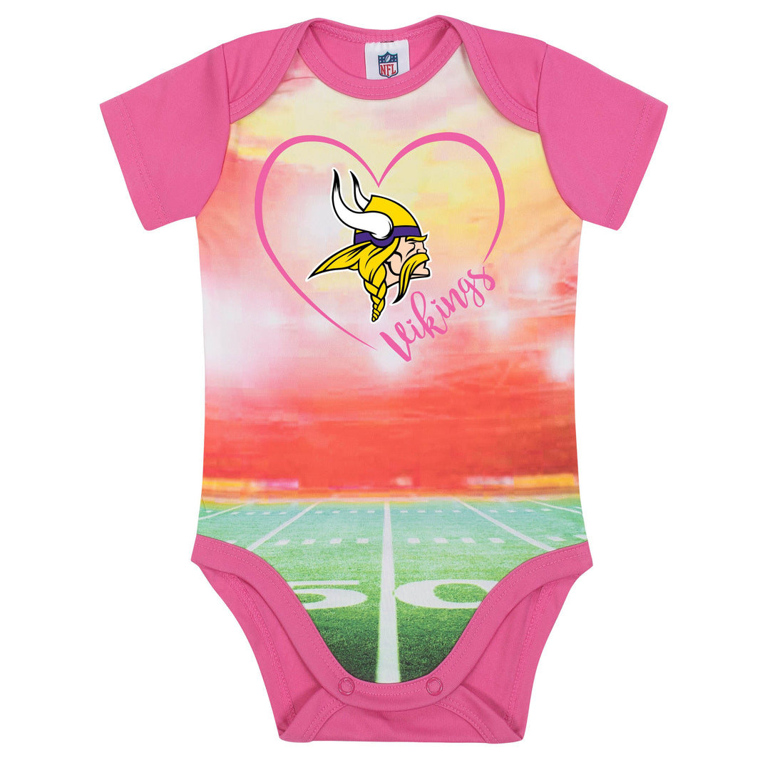Minnesota Vikings Baby Girl Short Sleeve Bodysuit-Gerber Childrenswear