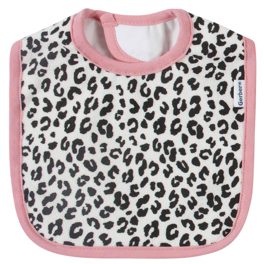3-Pack Girls Leopard Bibs-Gerber Childrenswear