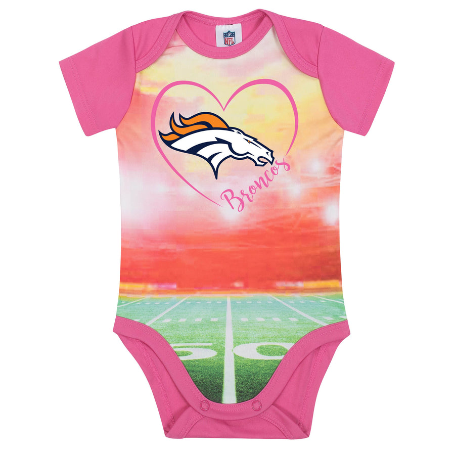 Denver Broncos Baby Girl Short Sleeve Bodysuit-Gerber Childrenswear