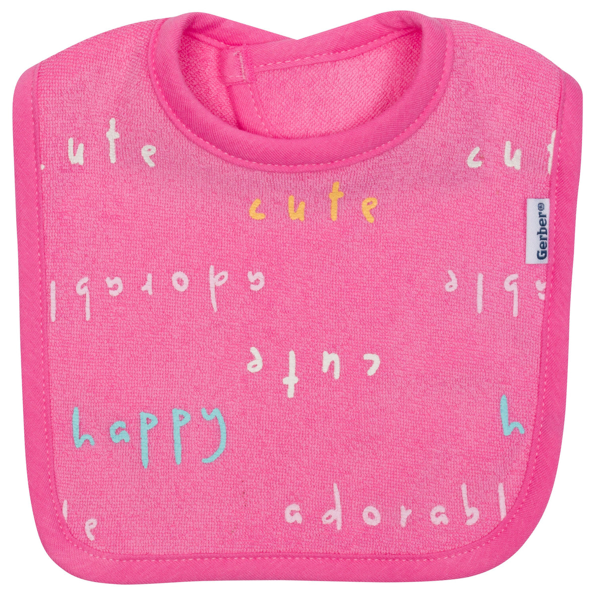4-Pack Baby Girls Bear Dribbler Bibs