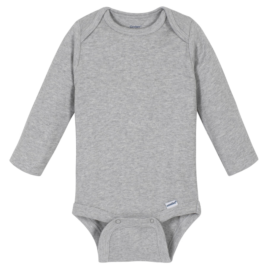 Premium Long Sleeve Onesies® Bodysuit - Light Gray-Gerber Childrenswear