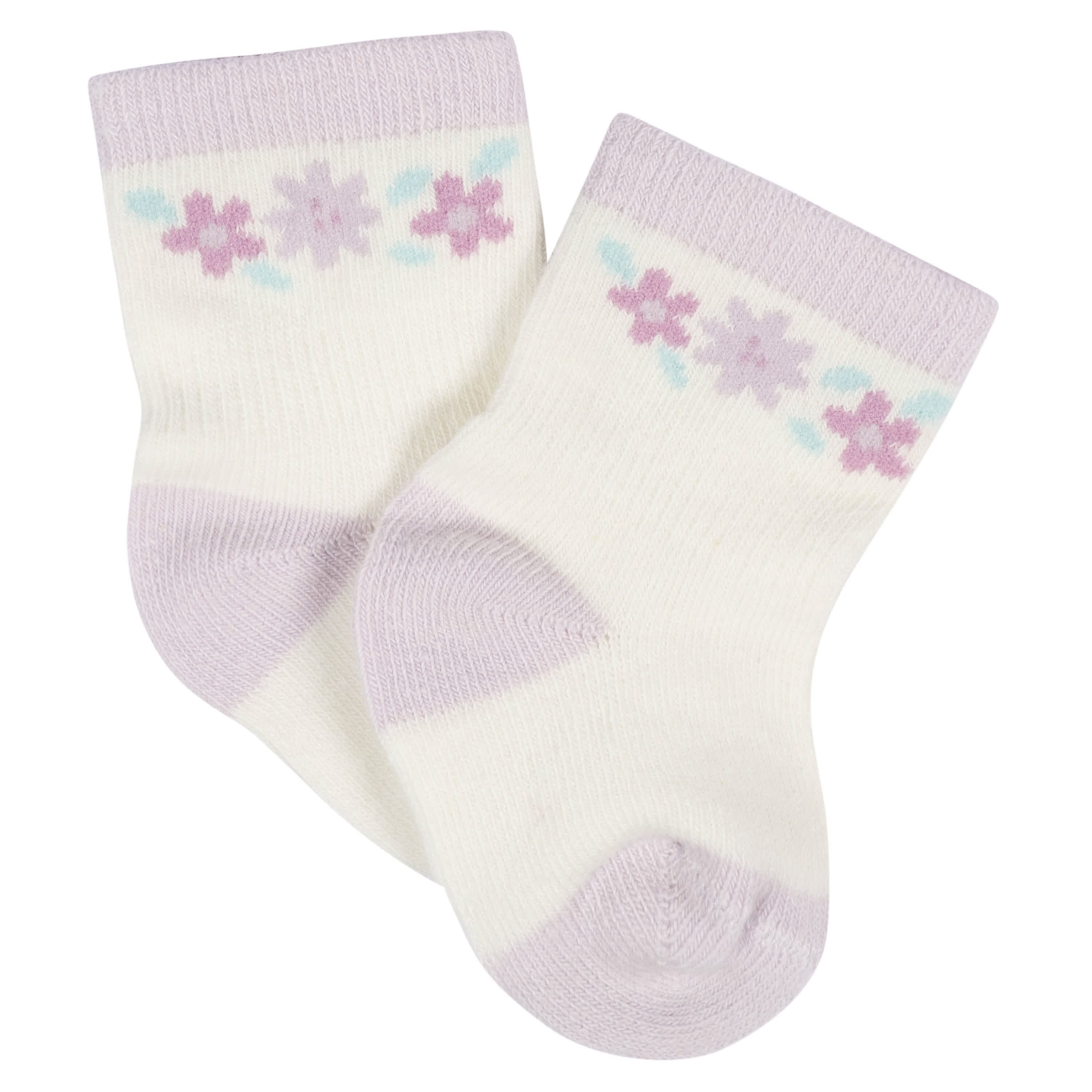 8-Pack Baby Girls Lavender Garden Jersey Wiggle Proof® Socks