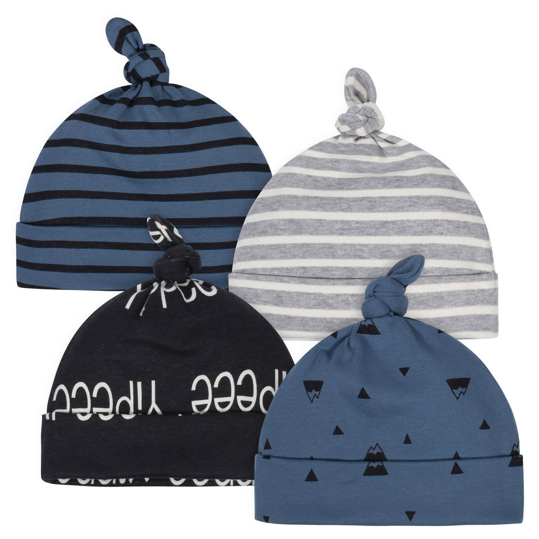 4-Pack Baby Boys Comfy Stretch Badger Caps-Gerber Childrenswear