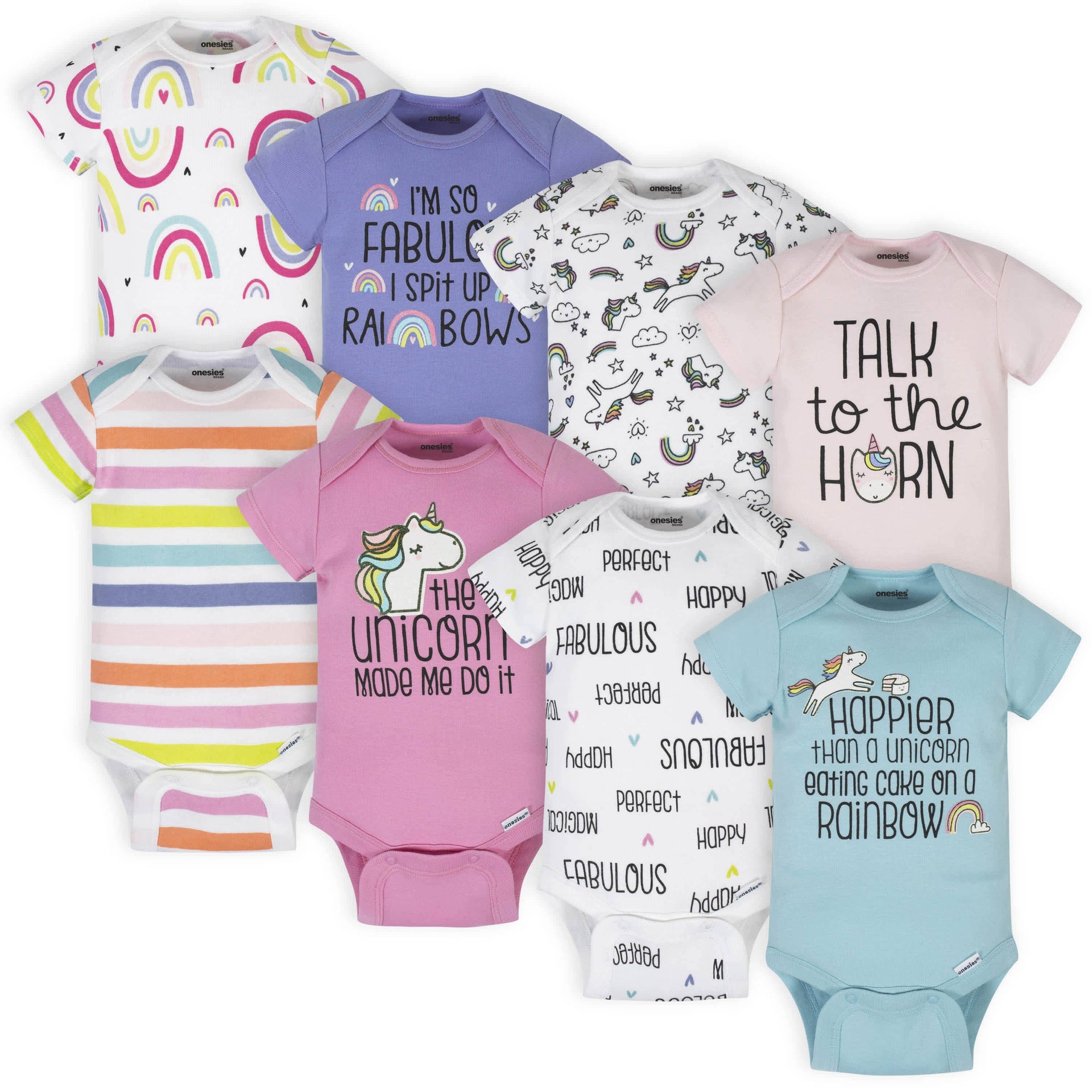 8 Pack Unicorns Onesies® Bodysuits