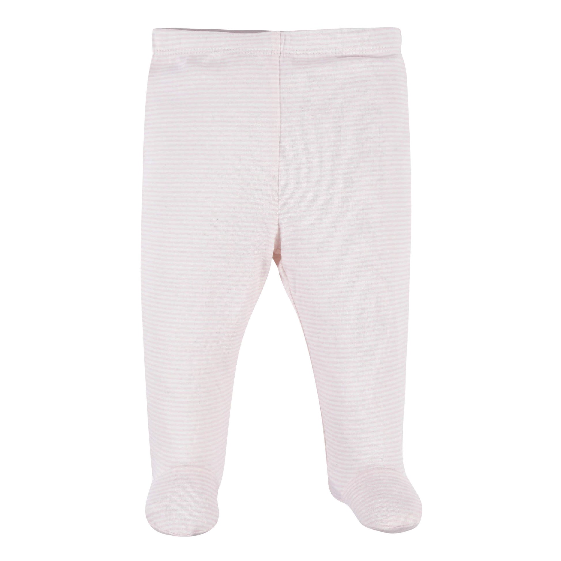 3-Piece Baby Girls Comfy Stretch Floral Leopard Long Sleeve Shirt, Footed Pant, & Cap Set-Gerber Childrenswear