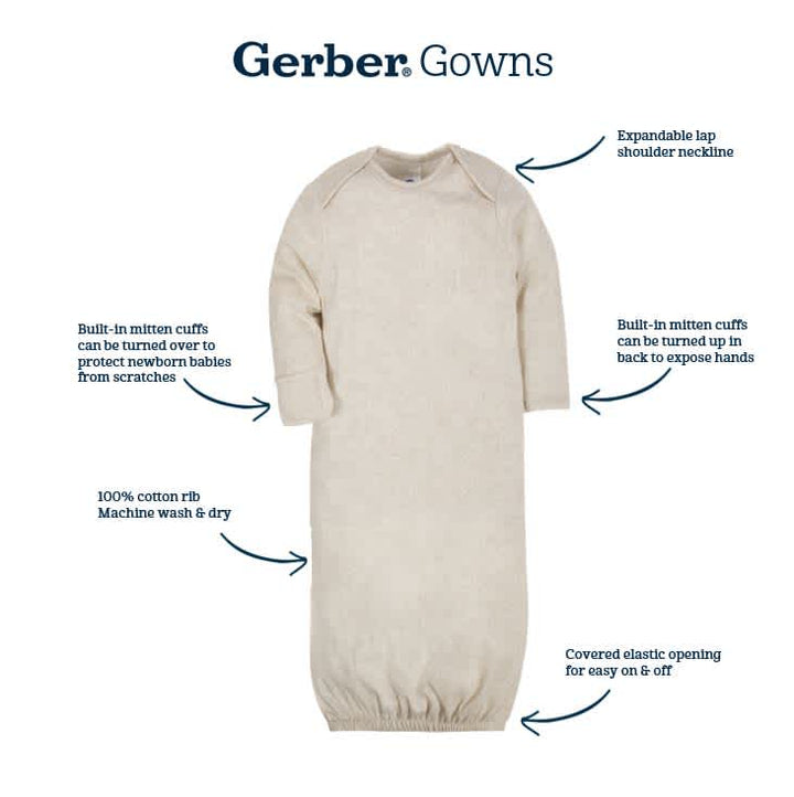 2-Pack Baby Boys Fox Gowns-Gerber Childrenswear