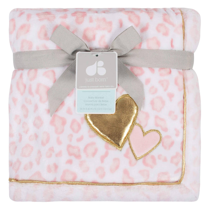 Baby Girls Cheetah Heart Fleece Blanket-Gerber Childrenswear