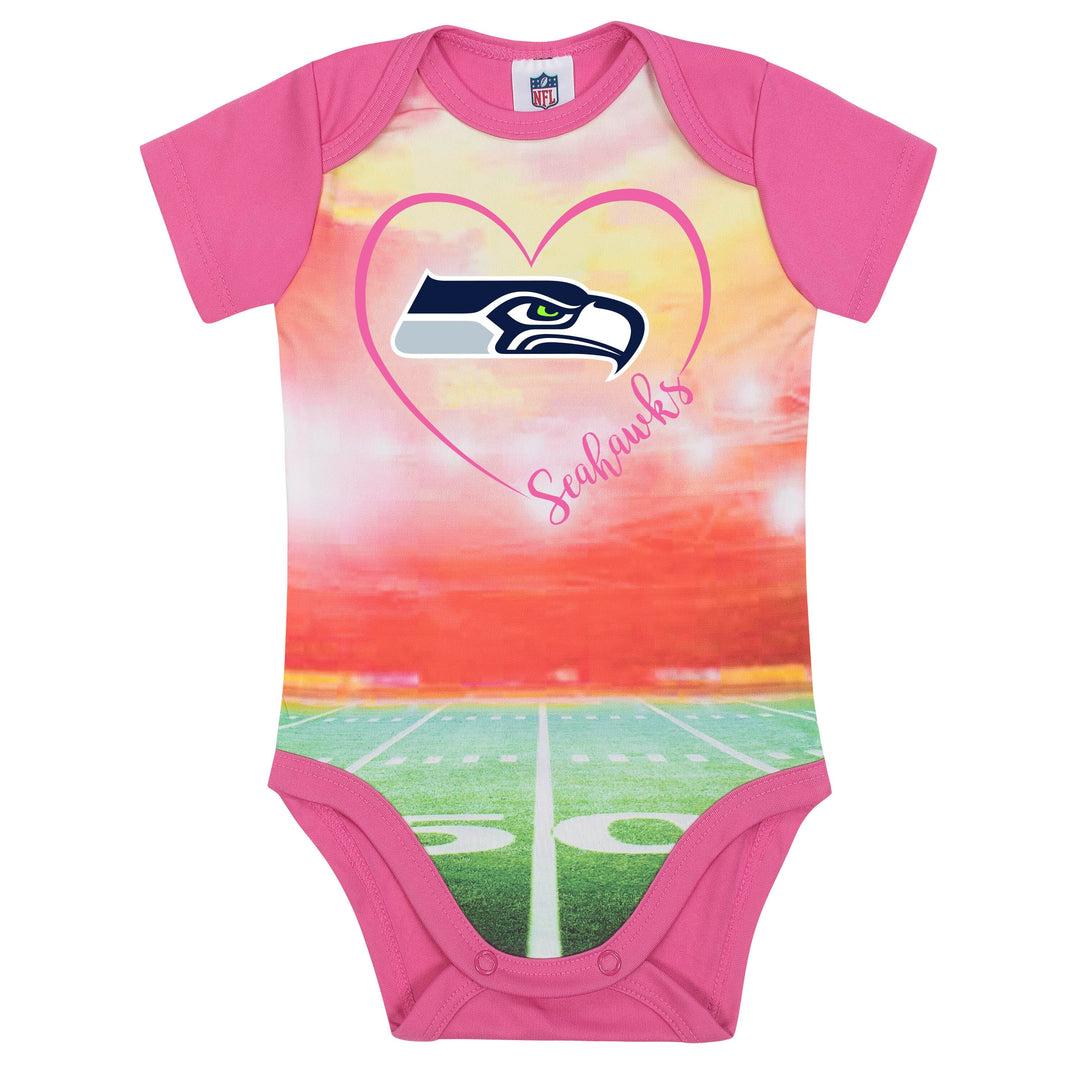 Seattle Seahawks Baby Girl Short Sleeve Bodysuit-Gerber Childrenswear