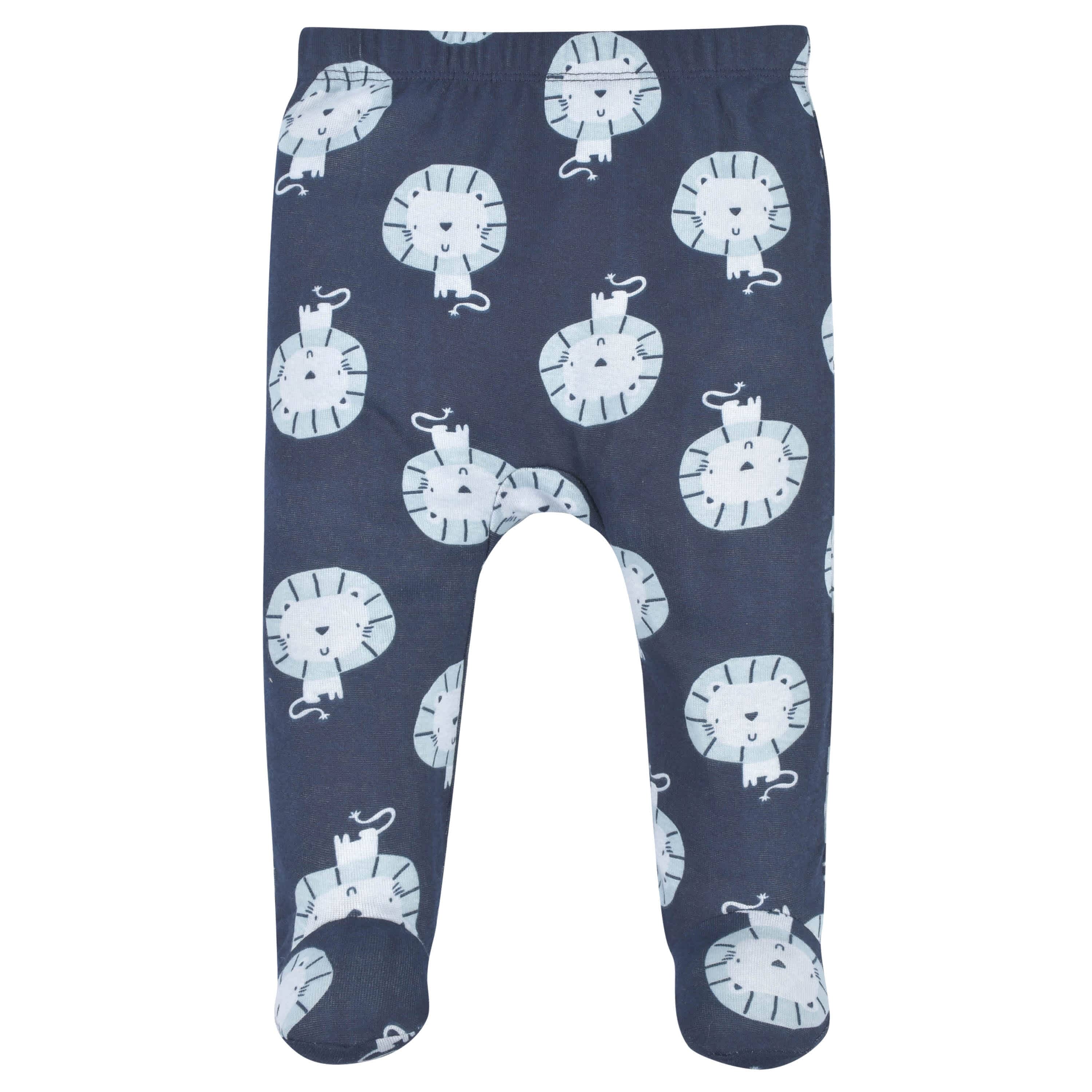 3-Piece Baby Boys Comfy Stretch Lion Long Sleeve Shirt, Footed Pant, & Cap Set-Gerber Childrenswear