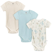 3-Pack Baby Boys Desert Cactus Short Sleeve Bodysuits
