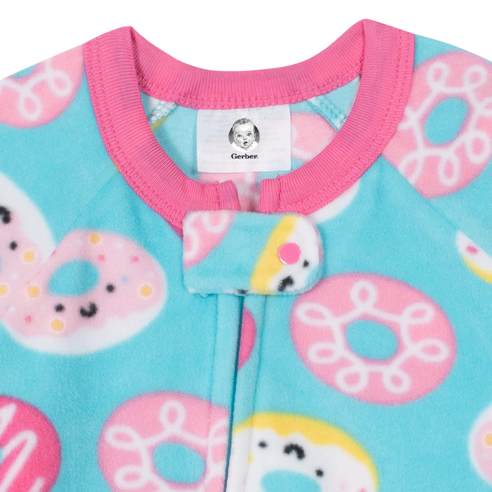 Gerber® Baby Girls Donuts Fleece Pajamas-Gerber Childrenswear