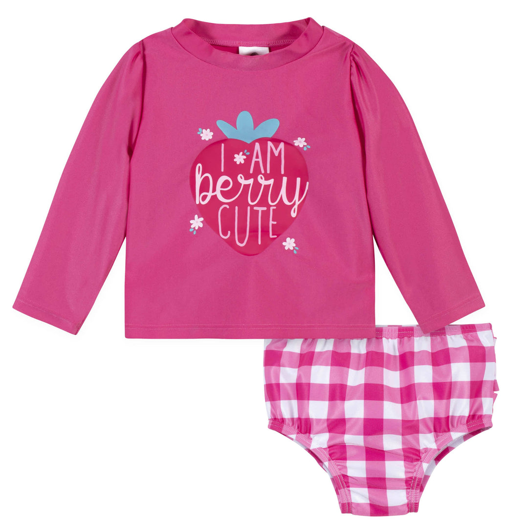 2-Piece Baby & Toddler Girls Summer Blossom Rash Guard & Swim Bottoms Set-Gerber Childrenswear